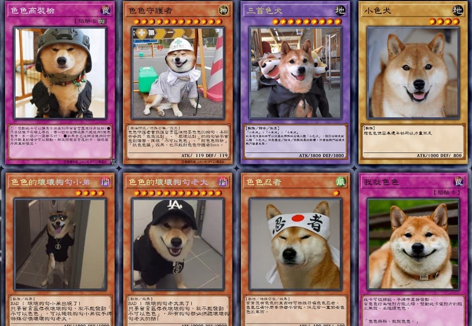 神人製作「色色柴犬卡冊」!破百張卡牌任你挑選 網:想辦不可以色色遊戲王決鬥